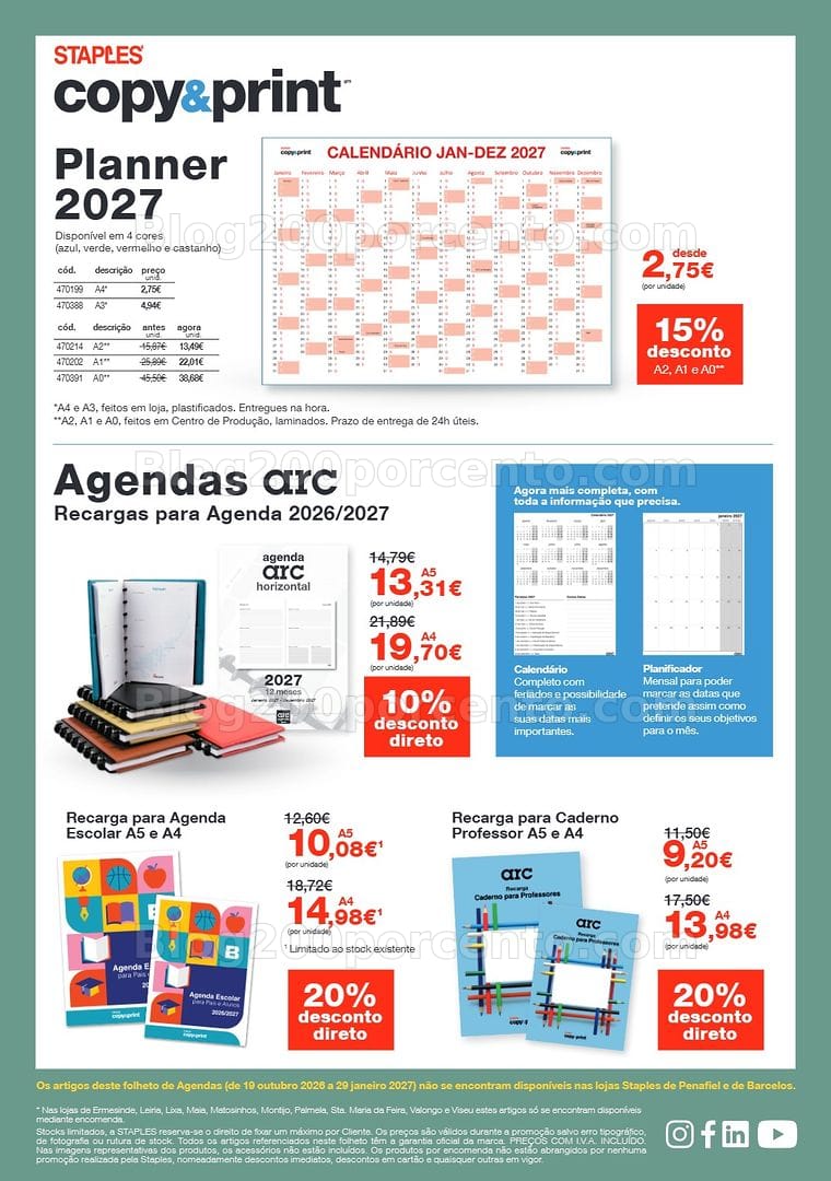 Antevisão Folheto STAPLES Agendas Promoções de 19 outubro a 29 janeiro